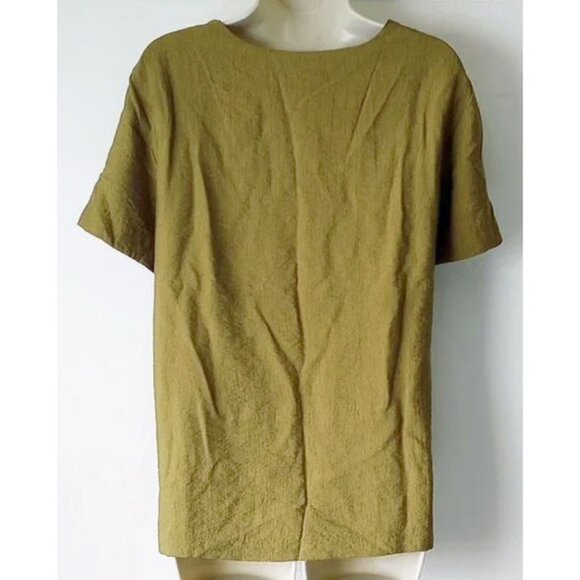 Niche Nilgun Derman Short Sleeve Woven Blouse L Olive Green 50OFF3 - Picture 3 of 6